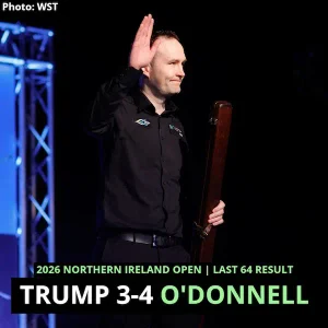 Martin O'Donnel 4-3 Judd Trump Northern reland Open 2026 snooker